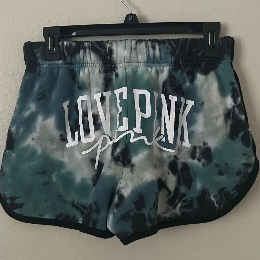 Victoria Secret Pink Blue/Black Varsity Tie Dye Shorts in Size M